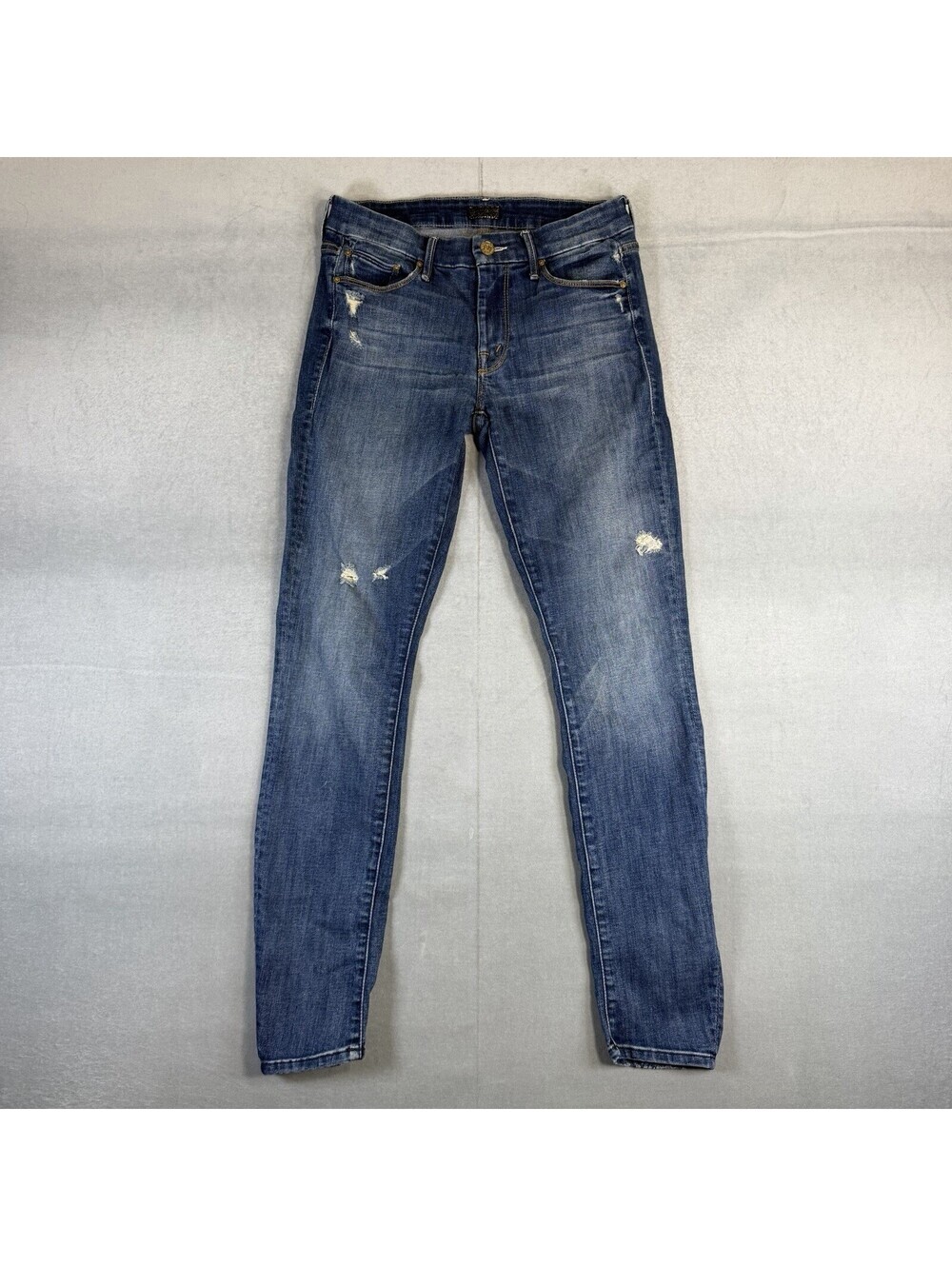Mother The Looker Skinny Jeans Women’s 26 Blue Distressed Med Wash Stretch Denim